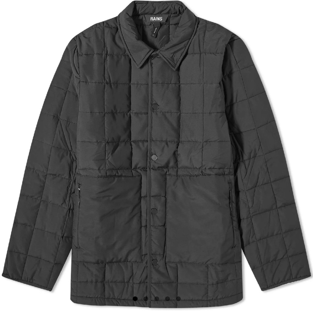 Rains Black Quilted Raincoat with Shirt Collar